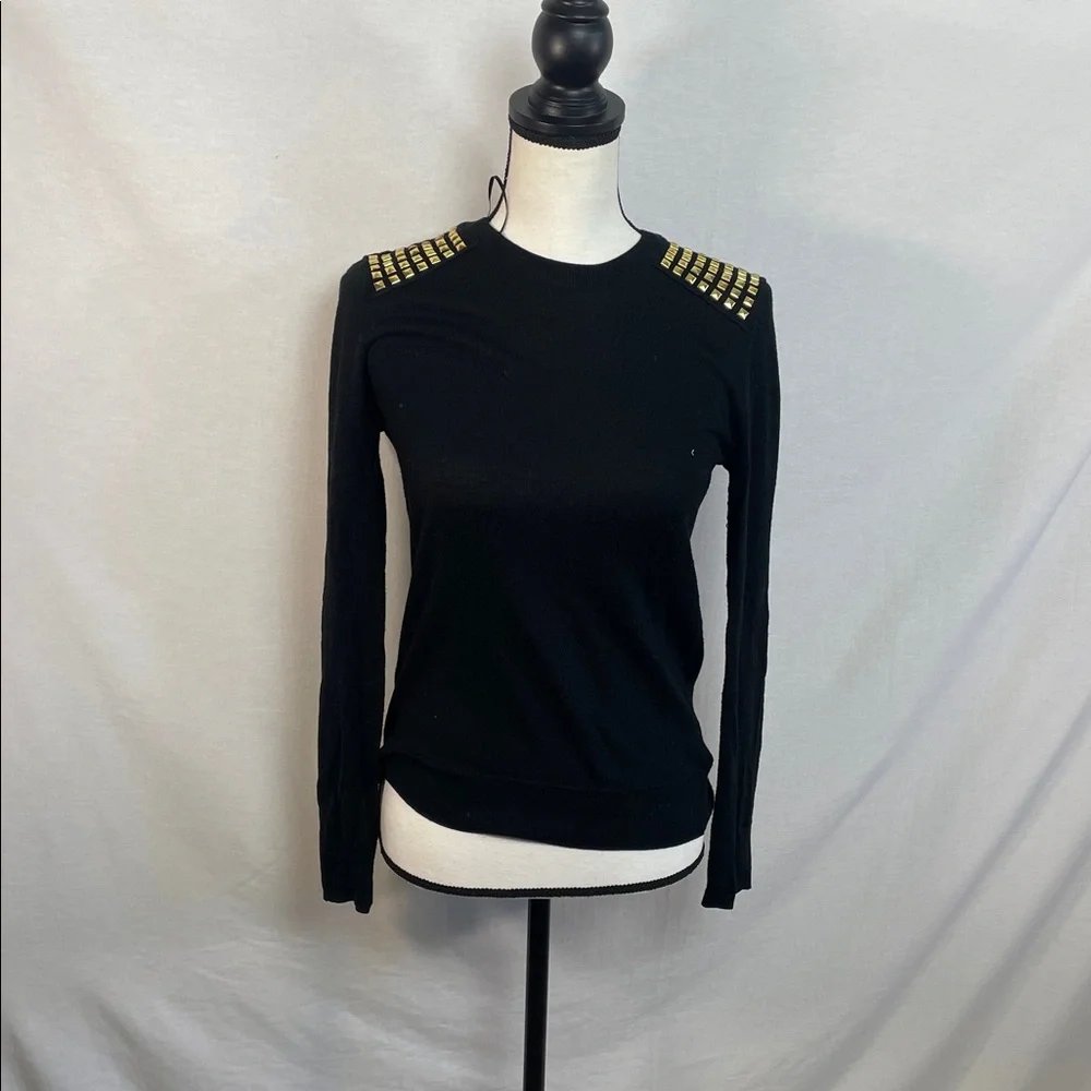 Cashmere Michael Kors Black Top with Gold Studs